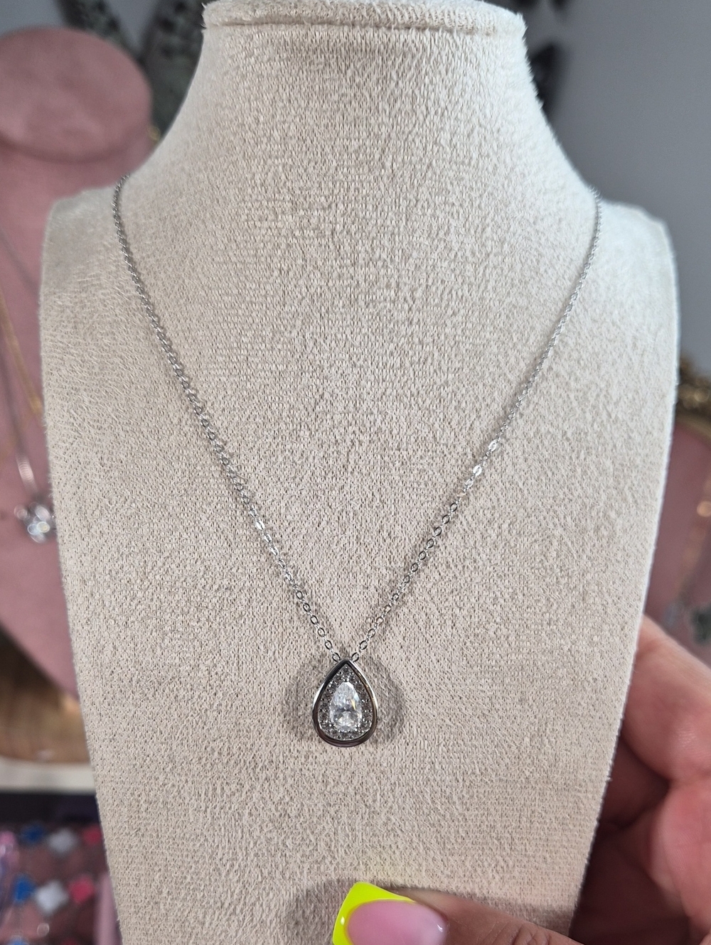 925 Moissanite Teardrop Necklace 1ct